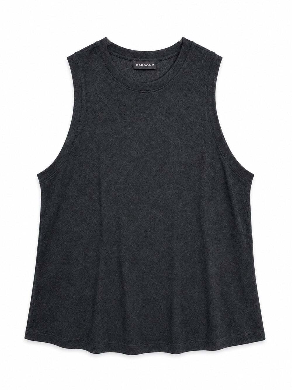 Carbon38 Wool Blend Crew Neck Tank Top Black Size M Sleeveless Activewear Luxury